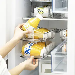 Dụng Cụ Sắp Xếp Đồ Uống Kéo Vòng Giá Đựng Đồ Nhà Bếp Giá Nhựa Trong Suốt Giá Sắp Xếp Lon Soda Cho Tủ Lạnh