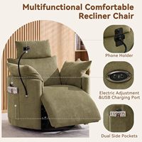 Fauteuil inclinable électrique à dossier haut avec fonction de balancement, port de charge USB, support pour téléphone et repose-pieds pour salon