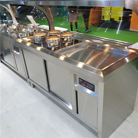 Gasbetrieb ener kommerzieller kunden spezifischer Bain Marie Buffet Food Warmer Dampf tisch mit Glas-Nie schutz