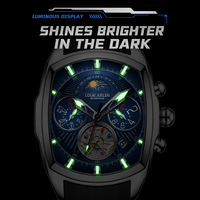 Montre à quartz 52*41mm avec miroir convexe, étanche 3BAR, montre-bracelet carrée de luxe, bracelet en silicone noir souple, montre pour homme