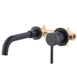 Robinet de lavabo mural traditionnel à un trou en cuivre couleur or avec noyau de valve en céramique et poignée unique - Product Image 3