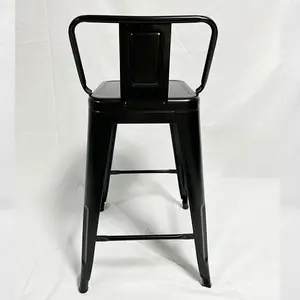 Wholesale 30 Inch Home Hotel Vintage Height Metal Barstool Black High Back Commercial Bar Chairs Bar Stools For Kitchen Counter