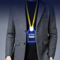 Badge LED en acrylique populaire, clignotant, gravé au laser, badge LED multicolore, badge lumineux, étiquettes suspendues