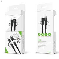 PD 60W 100W téléphone personnalisé 4 en 1 tout un câble de données de type micro tissu en nylon tressé charge rapide câble de chargeur Usb C à Usb-C