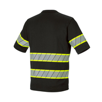 T-shirts de travail haute visibilité noirs à manches courtes/longues avec bandes réfléchissantes – Uniforme de sécurité