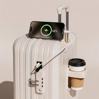 Valise d'affaires moderne légère et haute performance avec interface de batterie externe intégrée, porte-gobelet et support tablette, à roulettes pivotantes