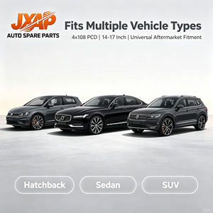 ล้อแม็กซ์ JAXP Aftermarket Sport Design 4x108 อลูมิเนียมอัลลอยด์ ขนาด <span class=keywords><strong>14</strong></span> 15 16 17 นิ้ว สีดำหน้าเจียร CB 65 1 วง - Product Image 3