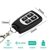 Télécommande universelle sans fil 4 boutons 433 MHz, émetteur RF, code d'apprentissage, puce 1527, fonctionne avec récepteur, portée 50-100m