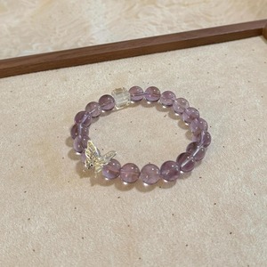 Tinh thể ban đầu đánh bóng hình học hình dạng bướm thiết kế thích hợp màu xám ánh trăng màu tím asai Thạch Anh Tím dâu tây pha lê Vòng đeo tay - Product Image 4