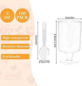 Gobelet transparent Mingyu à pied haut pour <span class=keywords><strong>mousse</strong></span>, pudding, dessert – Contenant jetable de haute qualité en PS pour boissons - Product Image 6
