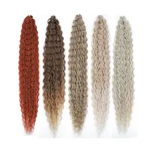 Rebecca synthetics hair set Wholesale Russia Ariel Deep Wave Crochet Twist Hair Synthetic Braids Wavy Hair Extensions