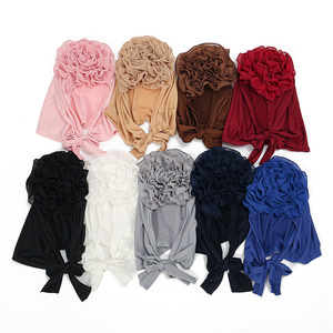 Nouveau Design <span class=keywords><strong>Bonnet</strong></span> de Sous-Hijab Femme Grand Motif Floral Turban Chimiothérapie Bonnets Accessoires Cheveux <span class=keywords><strong>Foulard</strong></span> Musulman Hijab à Nouer Casquette Intérieure - Product Image 6