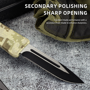 Folding Knife Stainless Steel Drop Point Blade Nylon Handle Tactical Outdoor Knife with Thumb Knob Opening - Product Image 1