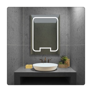 Miroir mural de salle de bain étanche à LED intelligent, idéal pour hôtels, avec cadre en surface solide, miroir décoratif - Grande Vente - Product Image 2