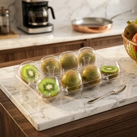 Boîte d'emballage alimentaire transparente pour mini-pâtisseries, gâteaux, kiwis, fruits, avec couvercle à boucle, 8 cavités, en PET écologique, 80x55mm, 240x180x50mm, haute transparence