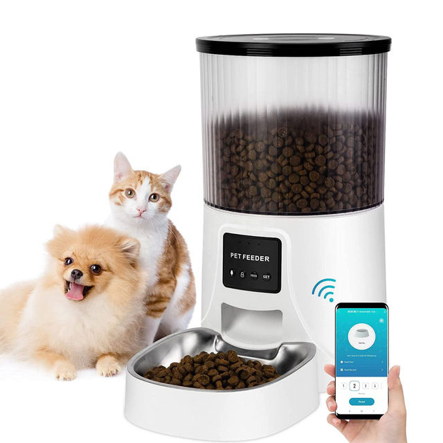 Smart Pet Feeder 4L Plastic Indoor Camera WiFi Tuya Mobile App Remote Control Automatic Cat Dog Food Feeder