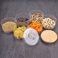 15oz 450ml couvercle Portable transparent boîte en verre de cuisine pot de stockage en verre récipient alimentaire pour café farine sucre bonbons biscuits épices