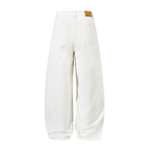 سكين منحني بلون واحد جينز دينم للرجال فضفاض تصميم الشارع العالي الأمريكية منتصف الخصر الساق واسعة الجينز السراويل العصرية للرجال - Product Image 2