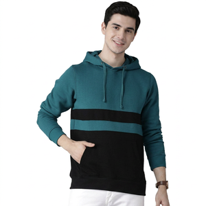Vente directe d'usine - Pull léger en coton de haute qualité pour homme, avec poches et imprimé, doté d'une capuche - Product Image 1
