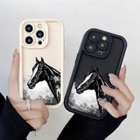 Coques de Téléphone Antichoc de Luxe Motif Chevaux pour iPhone 17 Air 16 15 Plus Pro Max 14 13 12 11 X – Housse de Protection Anti-chute Personnalisée
