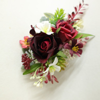 Rangkaian Mawar Burgundy Buatan Tangan Kepala Mawar Merah Buatan Tangan DIY Boutonniere Corsage Pergelangan Tangan Gaya Eropa Hari Ibu Wisuda