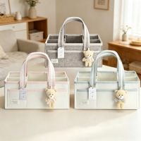 Organisateur de couches pour bébé en feutre personnalisé, grande capacité, panier de rangement pour la chambre d'enfant, panier à couches portable avec poignées