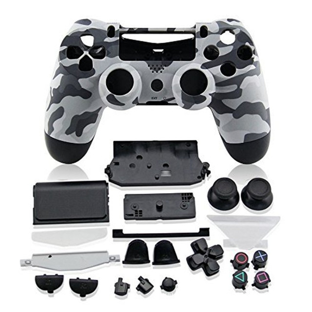 Controller Camouflage Full Housing Shell Case Cover Mod Kit Buttons for PS4 Gamepad Replacement Shell with Buttons