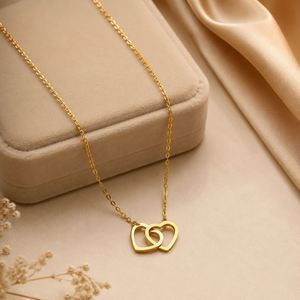 Collar de Moda para Mujer, Chapado en Oro de 18K, Acero Inoxidable, Colgante con Forma de Corazón, Letra, Cuadrado, Gota de Agua, Lazo, Cadena de Serpiente - Product Image 6