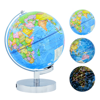 Globo Terráqueo Giratorio Educativo de Geografía de 8 Pulgadas con Iluminación Blanca, Globo Mundial con Soporte, Globo Terráqueo para Niños, Herramienta de Enseñanza