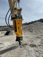 Marteau brise-roche hydraulique SB140 pour excavatrices de 34-42 tonnes, diamètre de la pointe de 155 mm, couleur jaune, garantie 1 an, usage minier