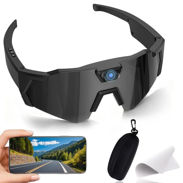POV Glasses, 1080P Baseball Sunglasses, Smart Baseball Glasses with Camera, Record Audio/Video/Take Photos, for Men Women