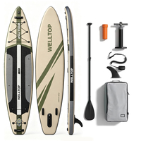 Planche de SUP gonflable tout-en-un OEM 350x89x15CM en PVC/EVA avec 3 ailerons pour lacs, rivières et océans, écologique et portable