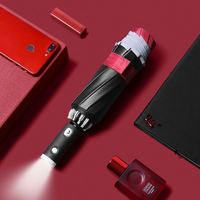 Parapluie inversé professionnel semi-automatique à 3 plis avec bande réfléchissante LED et lumière intégrée