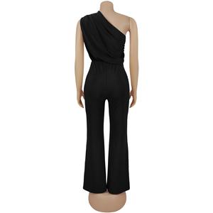 Neuer Frühlings-Stretch-<span class=keywords><strong>Jumpsuit</strong></span> mit schräger Schulter und ärmellosem Design für Damen, Einteiler mit ausgestelltem Bein - Product Image 6