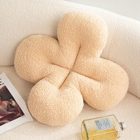 Coussin décoratif en forme de trèfle à quatre feuilles, en peluche courte, rembourré en coton PP, pour canapé et chambre à coucher