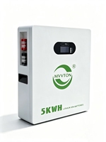 Batterie de stockage d'énergie LiFePO4 murale 5 kWh 51,2 V pour usage domestique, avec 6000 cycles, température de fonctionnement de -20 à 60°C, MVVTON