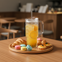 Gobelet à jus réutilisable en verre transparent, design classique, grande capacité, anti-fuite, pour la cuisine et la maison, vente chaude