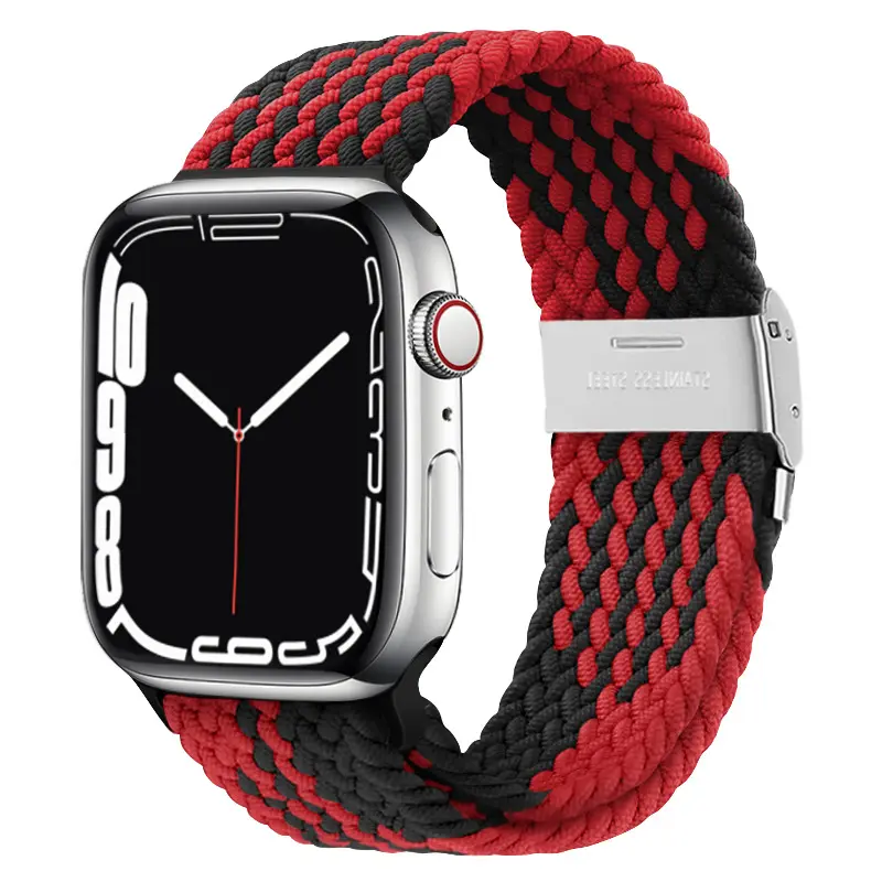 Amazon Hot Selling Braided Double Loop For Apple Watch Band Fabric Nylon Elastic Belt Bracelet iWatch Series 5 6 7 8