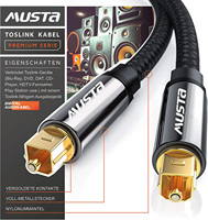 Câble audio numérique optique Toslink en nylon tressé OEM ODM avec connecteurs plaqués or 24 carats et coque métallique pour haut-parleurs et projecteurs (Mâle-Mâle)