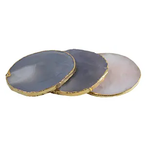 Newest Tableware Coaster Agate Design For Home Decor Hotel And Restaurant Decor With Gold Plated Finishing Coasters