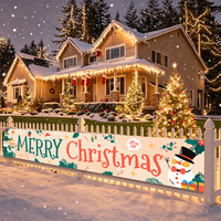 Décorations de Noël, de remise de diplômes, d'Halloween et de Diwali pour l'extérieur, grande bannière de Noël en polyester 9,8 pi x 1,6 pi, panneau suspendu pour jardin