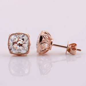 Pendientes de Oro Rosa Sólido de 18K con Diamante Moissanita DEF VVS de 4.4CT, Corte Cojín, Pendientes Finos para Mujer, Regalo de Compromiso para Mujer - Product Image 3