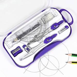 Juego de Matemáticas para Niños de 10 Piezas con Compás, Borrador, Sacapuntas, Recambios de Minas, Caja de Almacenamiento para Útiles Escolares, Material Metálico Resistente - Product Image 1