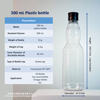Bouteille en plastique haute transparence de 500 ml, best-seller, idéale pour l'emballage de divers liquides