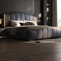 Luxuriöses Modernes High-End-Design Einfaches Prinzessinnen-Doppelbett mit Klappflügeln aus Kiefernholz und Stauraum mit Echtleder-Polsterung