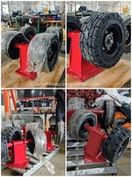 Roues doubles robustes de 16 pouces avec pneus en caoutchouc massif, roulettes pivotantes pour support au sol, roulettes rigides pour remorque, pour terrains accidentés et irréguliers