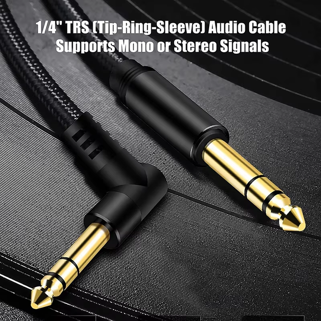Xput High Quality 6 35MM TRS Stereo Audio Cable Gold Plated Right Angle Plug for Guitar Aux Microphone Headphone Connection