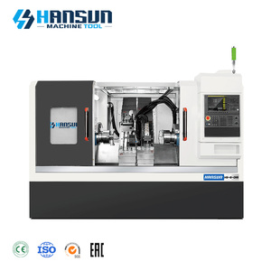 Tour CNC à double broche HS HS 6-DIIS avec commande Fanuc, lit incliné double, outillage de type gang pour perçage et fraisage - Product Image 1