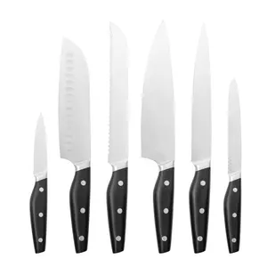 6件菜刀套装高碳不锈钢专业厨师刀套装，带ABS手柄