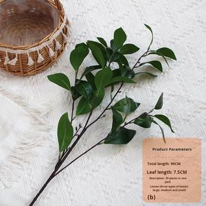 Flores Artificiales de Camelia y Hojas de Banyan, Estilo Bosque, Material Decorativo Suave para Interiores, CHY-233 Bone Shooting - Product Image 6